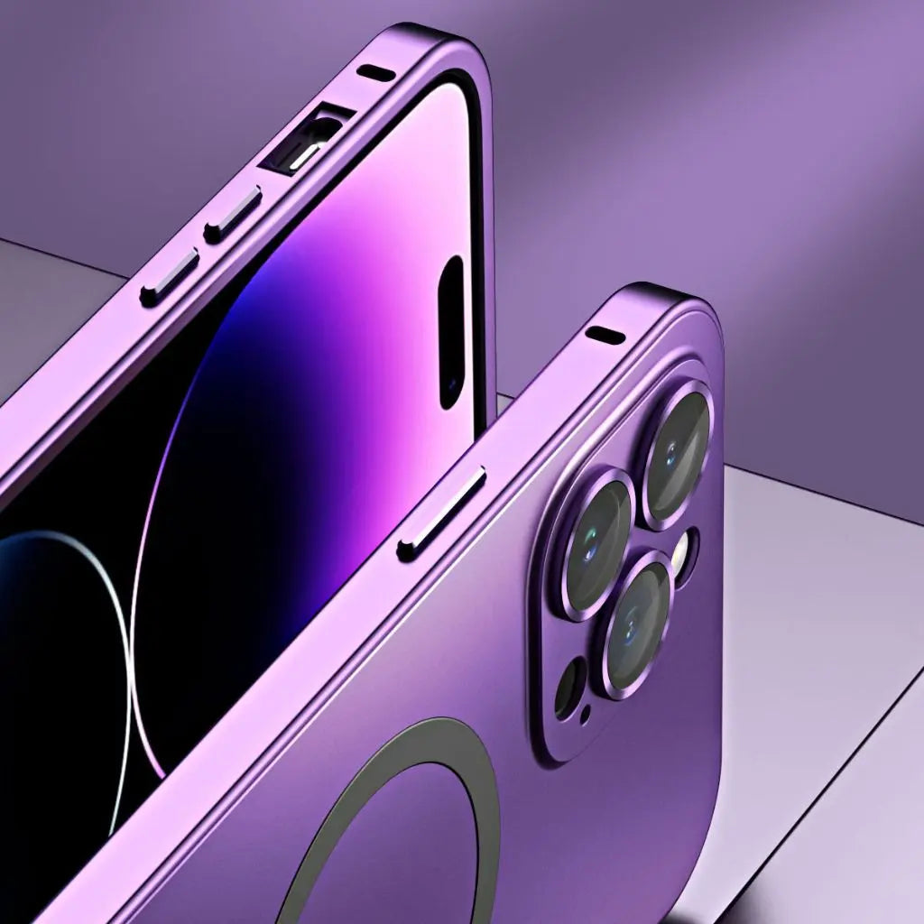 Funda protectora fina de metal magnético para teléfono