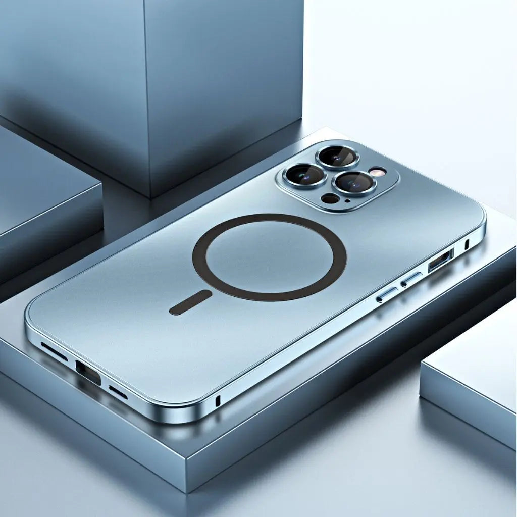 Funda protectora fina de metal magnético para teléfono