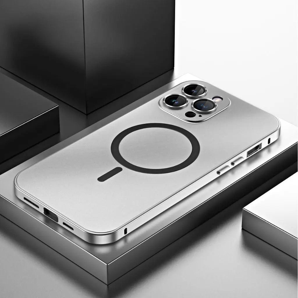 Funda protectora fina de metal magnético para teléfono