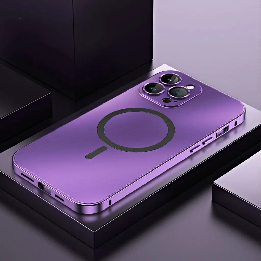 Funda protectora fina de metal magnético para teléfono
