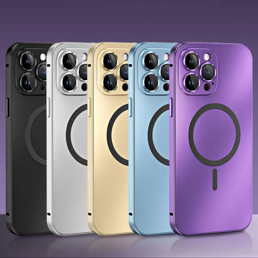 Funda protectora fina de metal magnético para teléfono