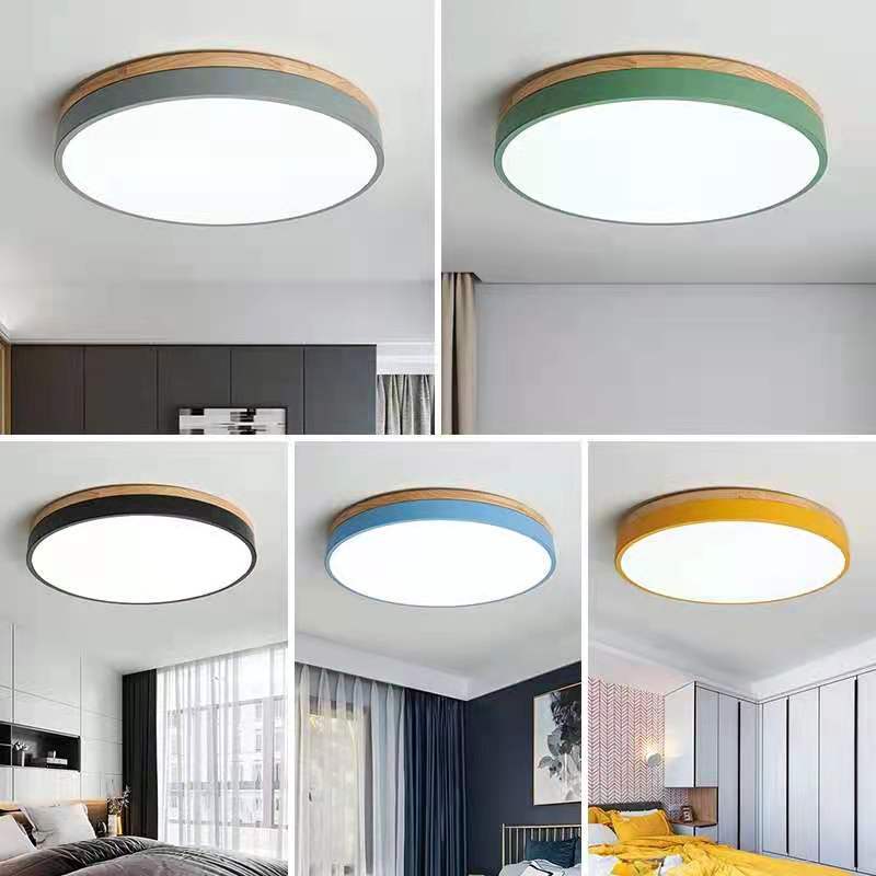 Ceiling Light Modern Wood LED Flush Fitting