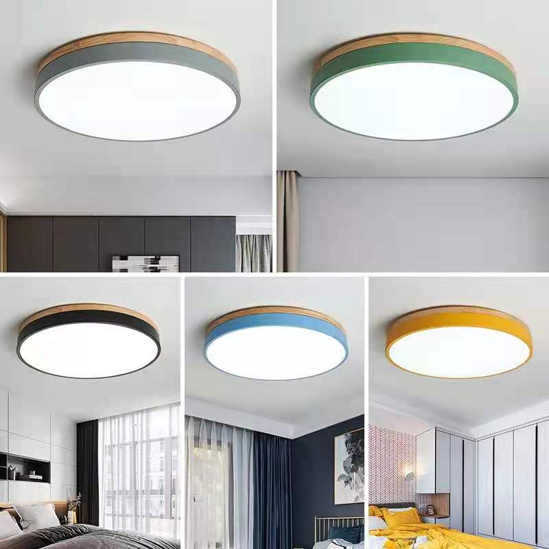 Elegant Wooden Round Flush Ceiling Lights for Living Room - Stylish Illumination for Home Décor and Ambient Lighting