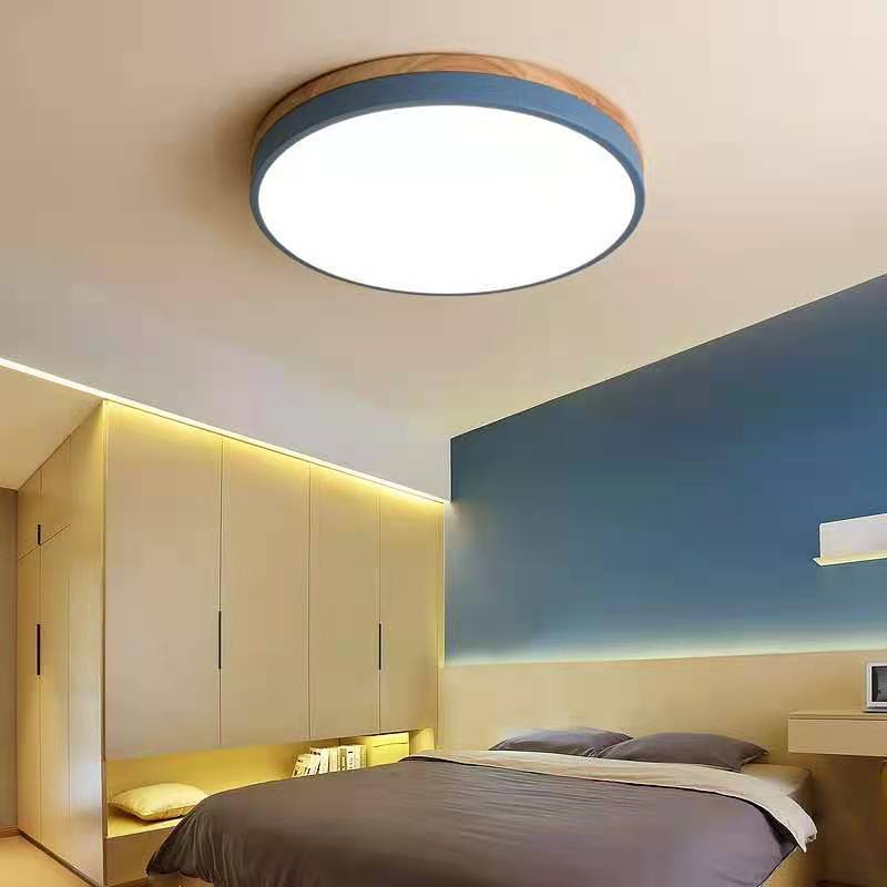 Elegant Wooden Round Flush Ceiling Lights for Living Room - Stylish Illumination for Home Décor and Ambient Lighting