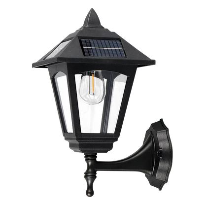 Außen-Solar-Wandlampe Schwarze Laterne