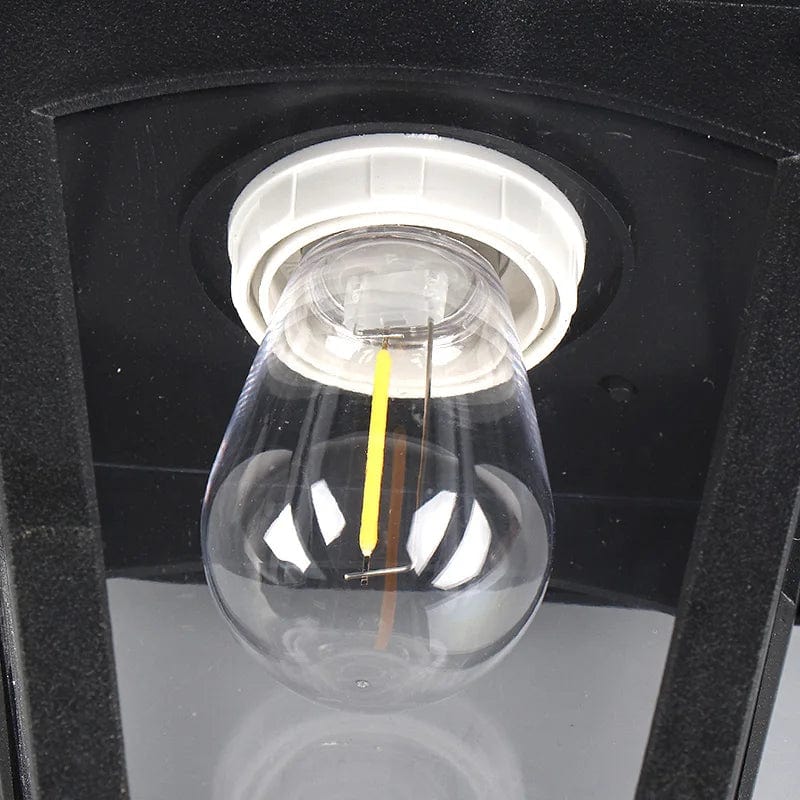 Outdoor Solar Wall Light Black Lantern