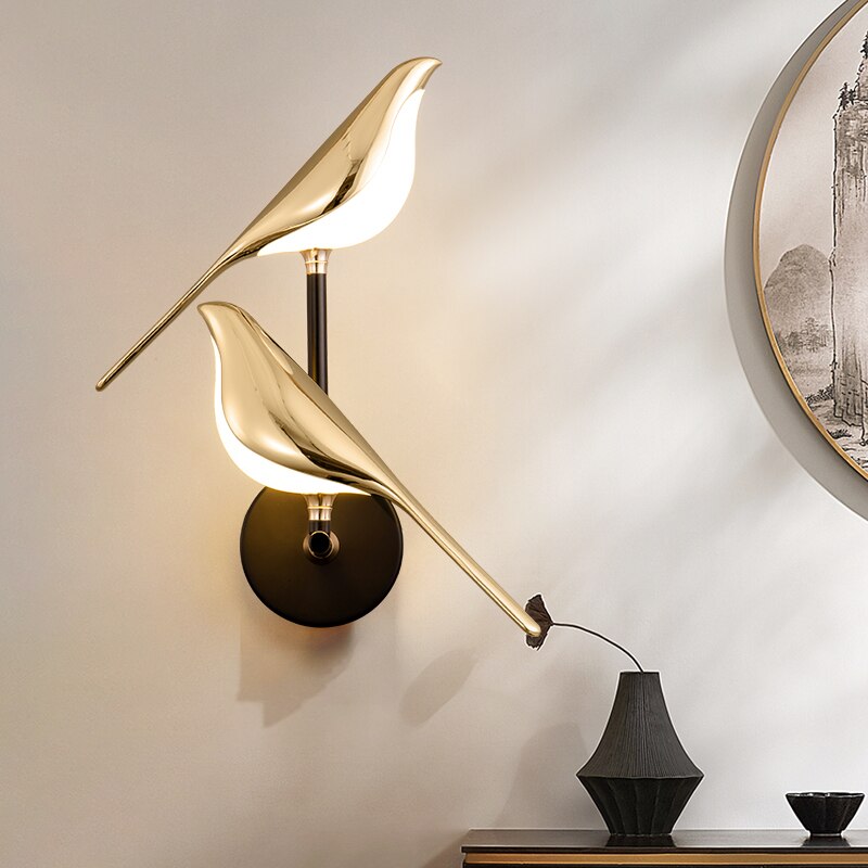Lámpara de pared decorativa moderna LED con forma de pájaro