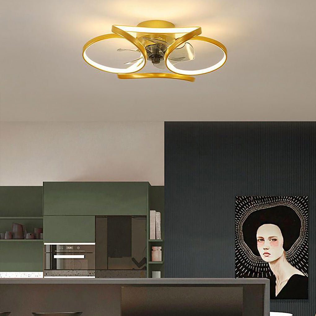Ventilador de techo con luz moderna LED de montaje empotrado