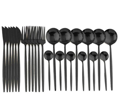 Cutlery Set Black Stainless Steel Dining Set
