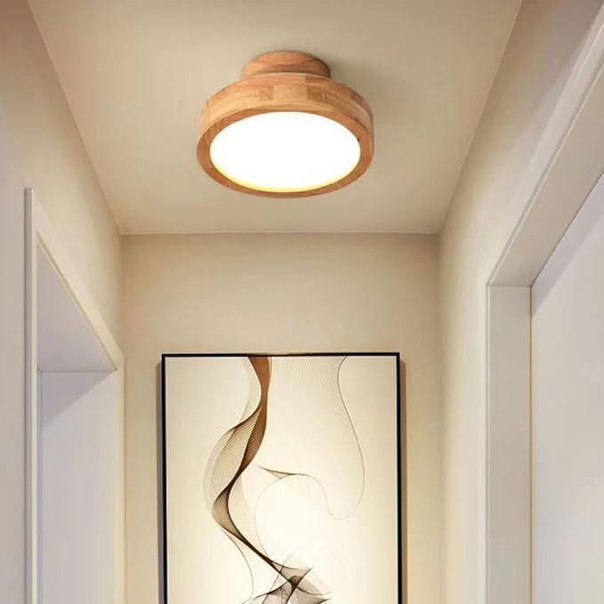 Lampada da soffitto con cornice in legno a montaggio a filo