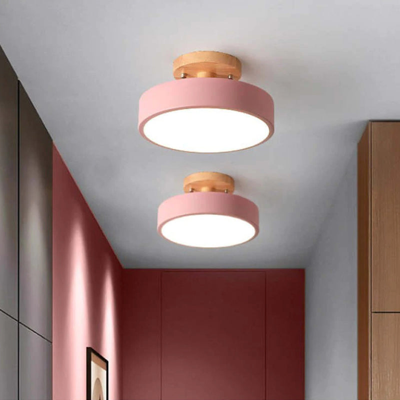 Lampada da soffitto con cornice in legno a montaggio a filo