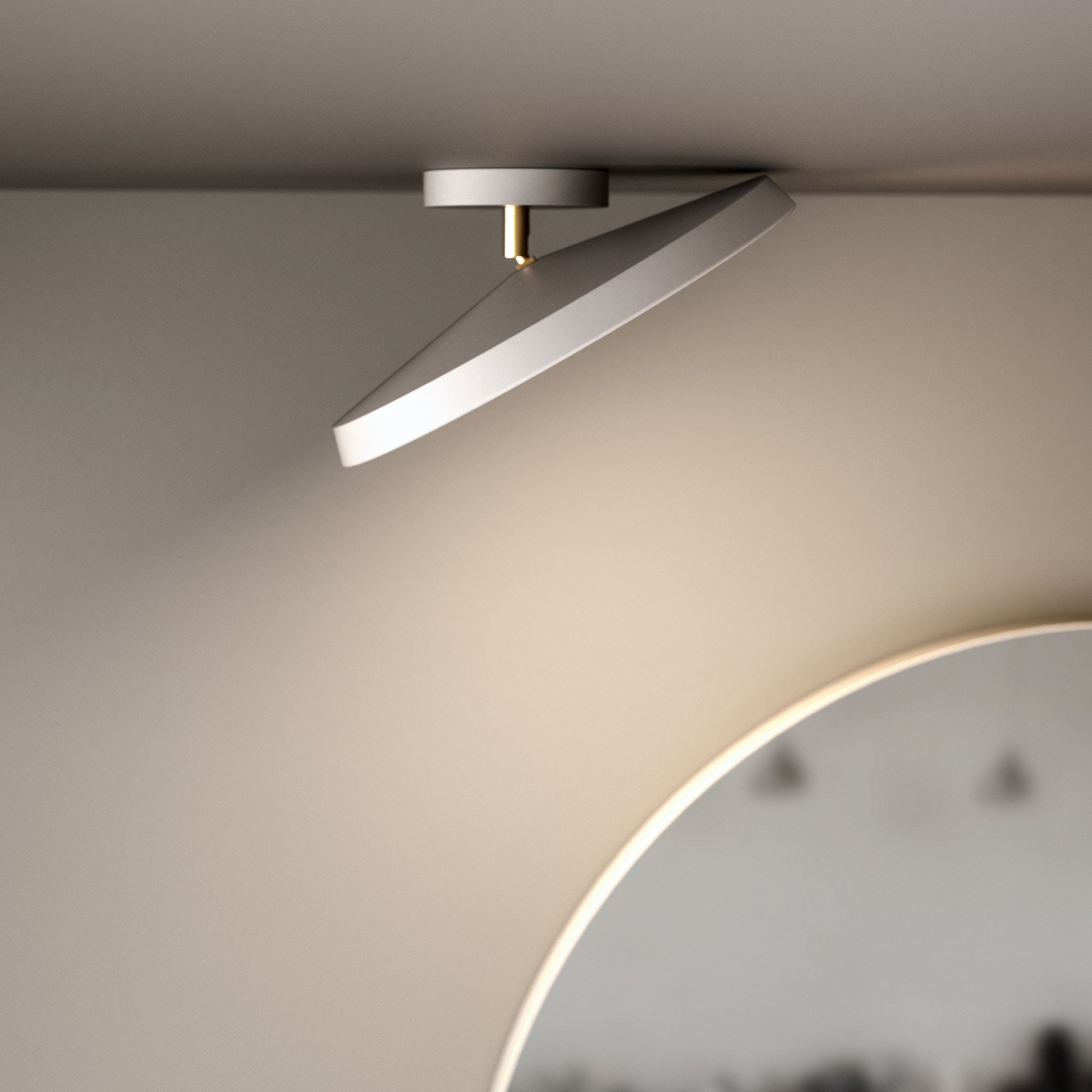 Minimalist White LED Semi-Flush Ceiling Light Fixture for Bedroom Ambience and Modern Home Decor