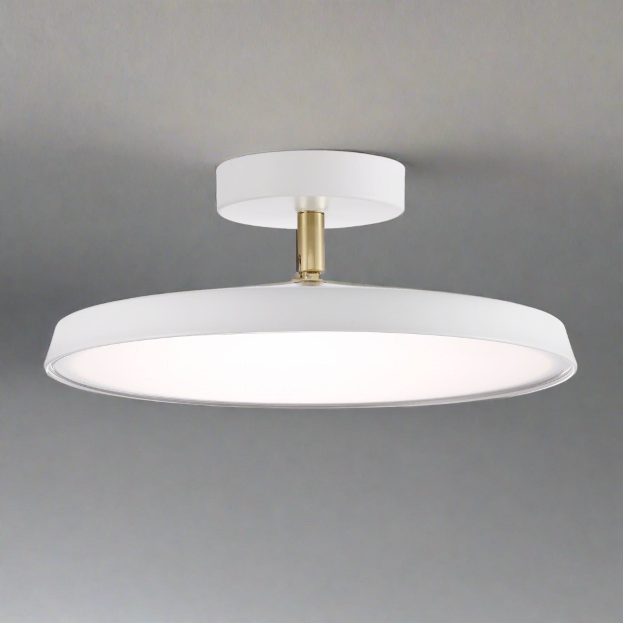 Minimalist White LED Semi-Flush Ceiling Light Fixture for Bedroom Ambience and Modern Home Decor