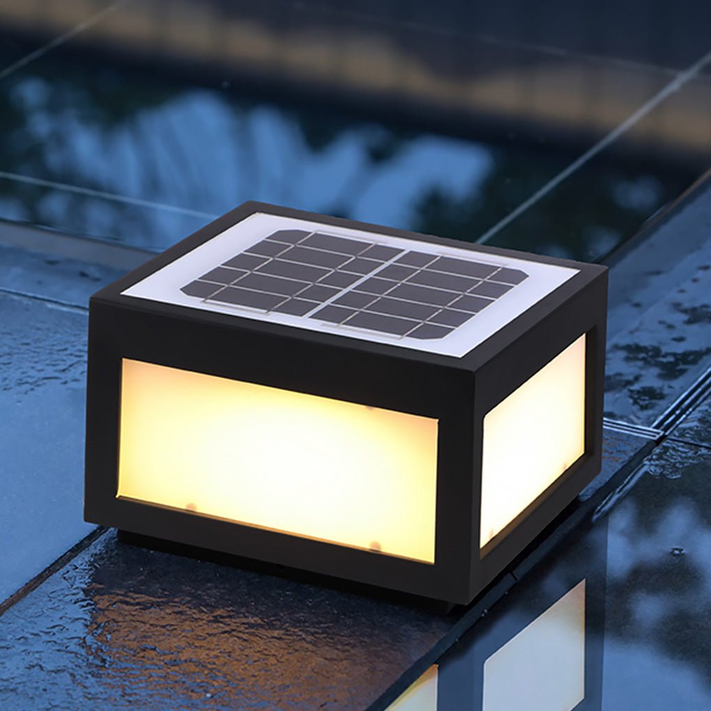 Farola LED solar negra para exteriores