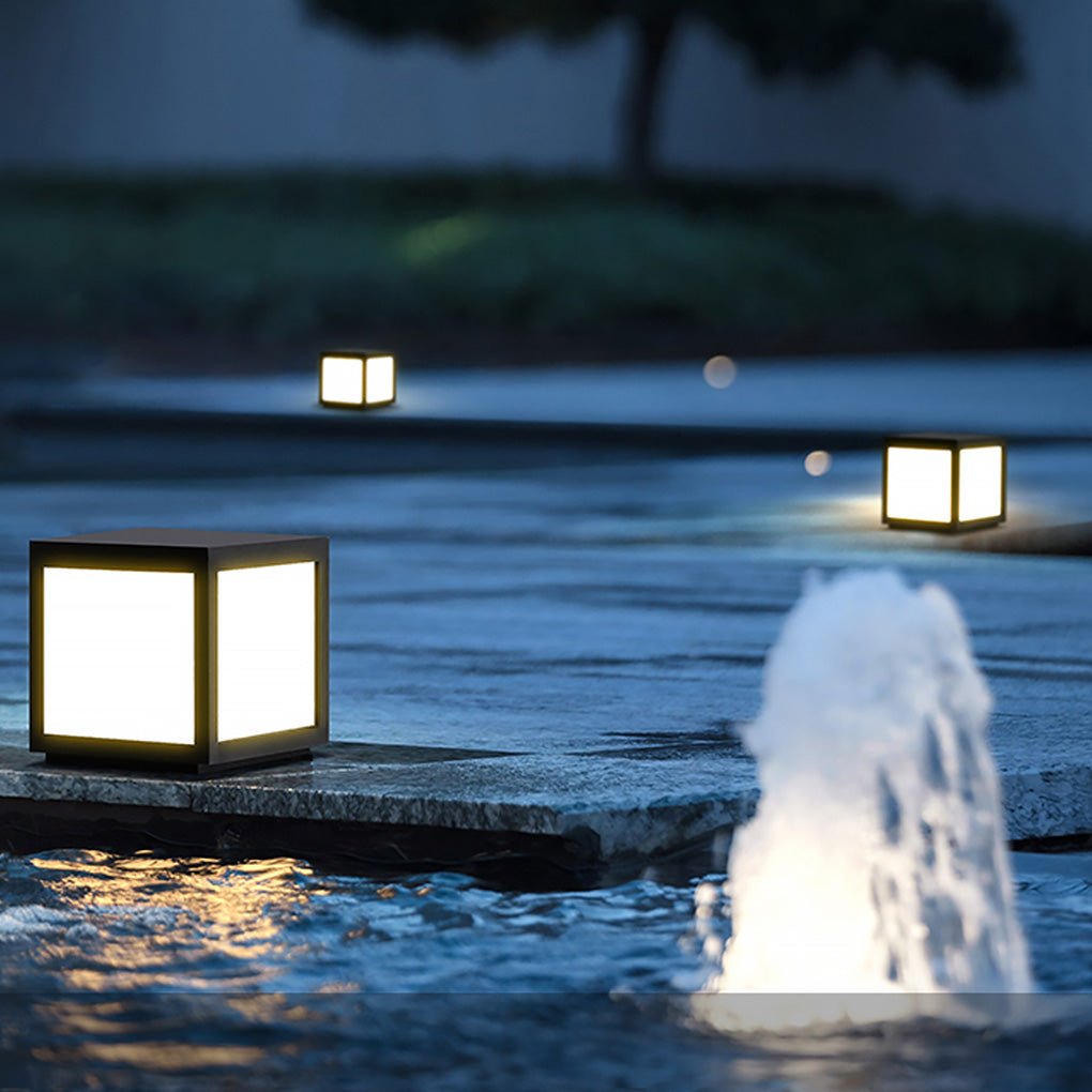 Farola LED solar negra para exteriores