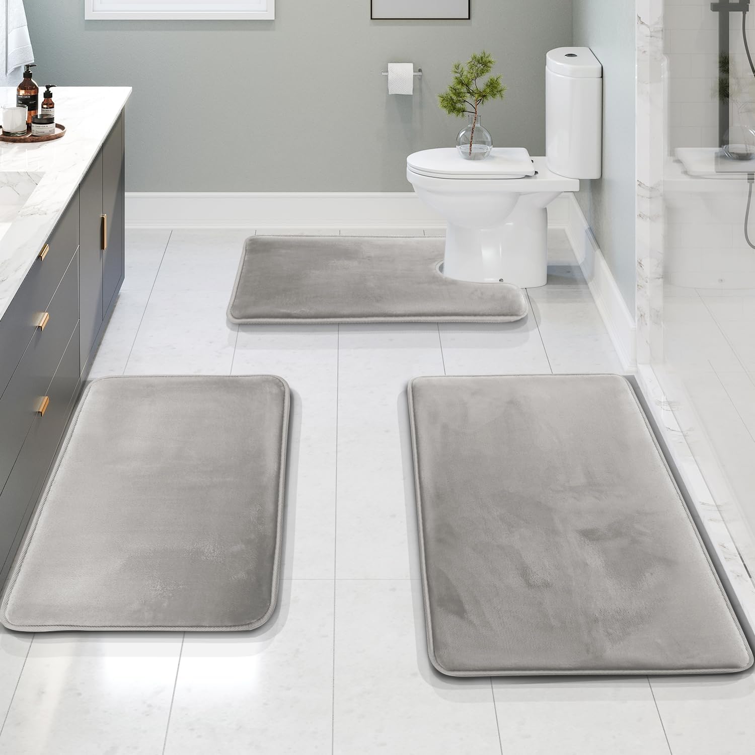 Juego de alfombrillas de baño antideslizantes de espuma viscoelástica