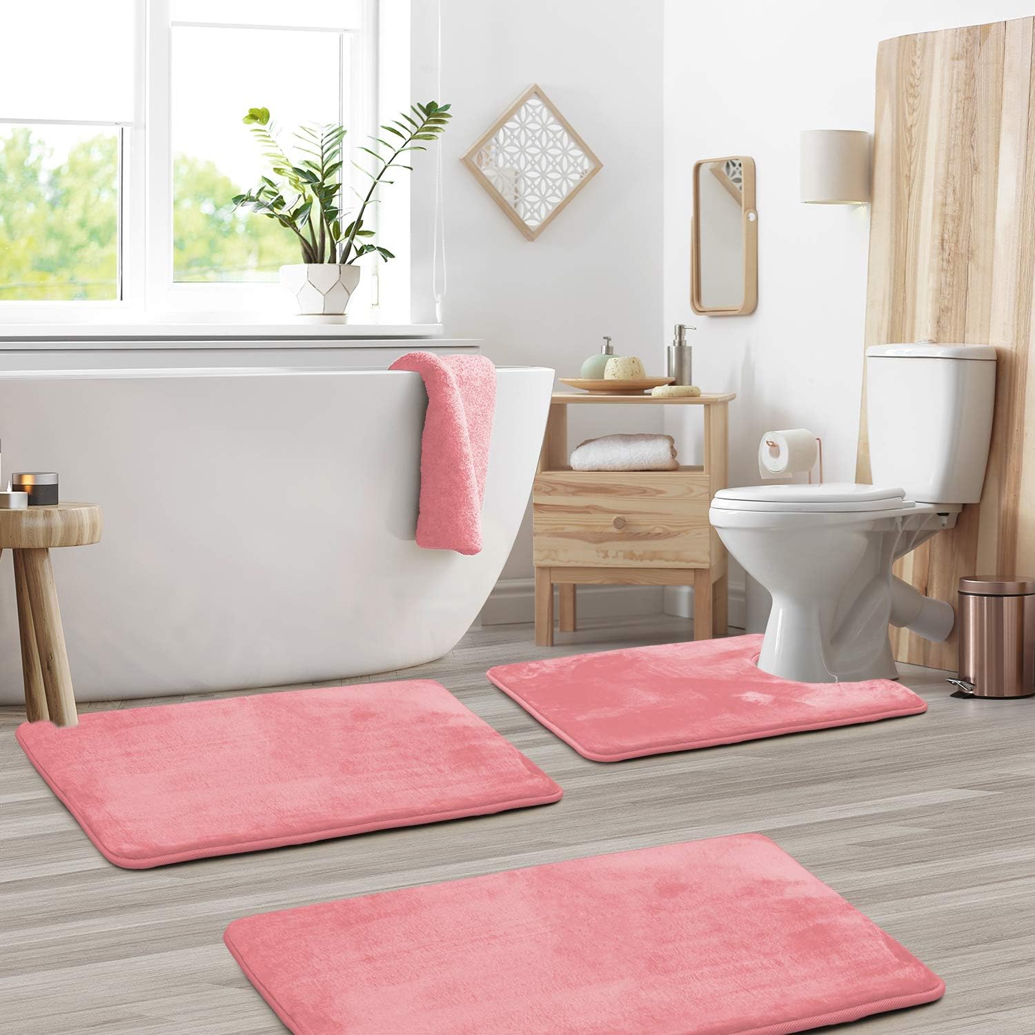 Juego de alfombrillas de baño antideslizantes de espuma viscoelástica