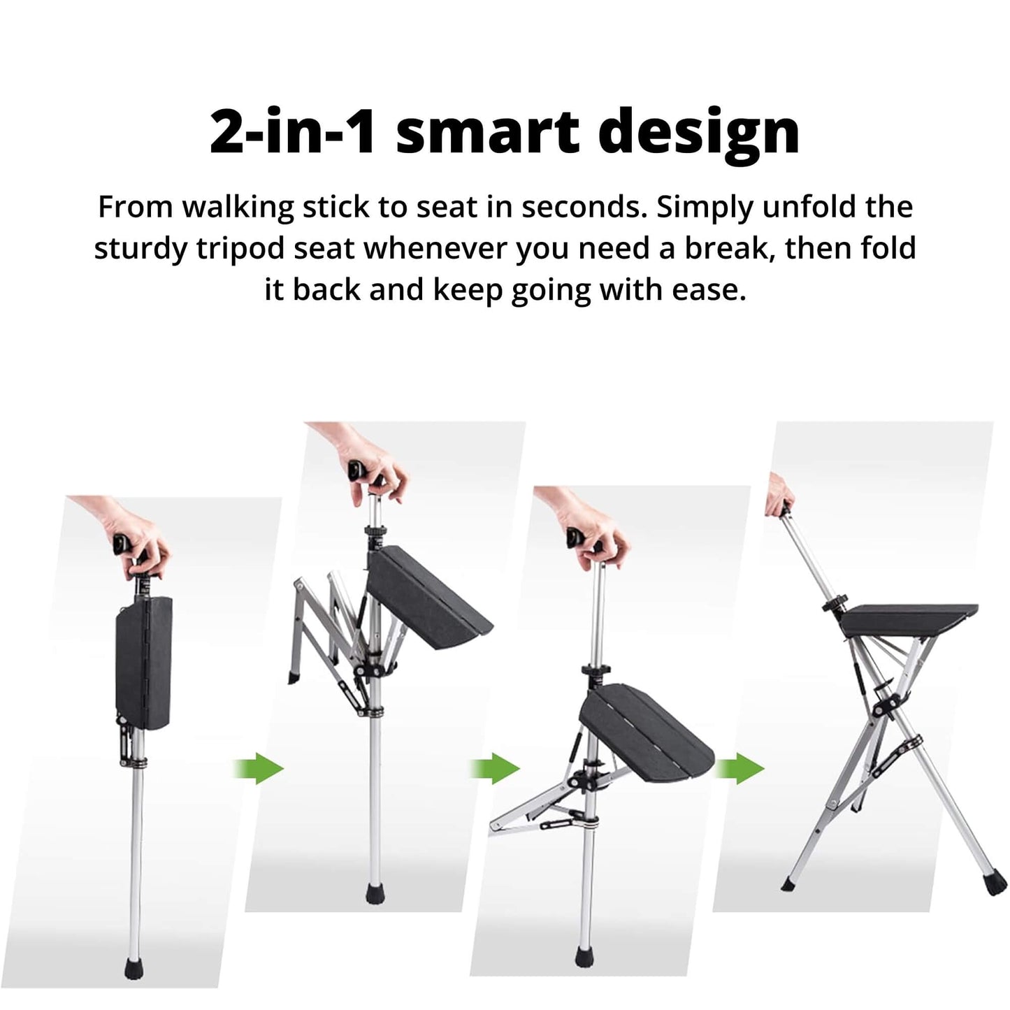 Canne de marche pliante en aluminium avec siège