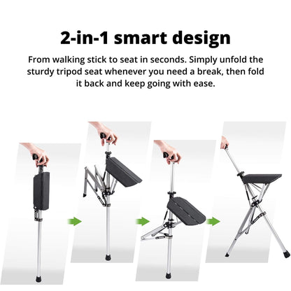 Canne de marche pliante en aluminium avec siège