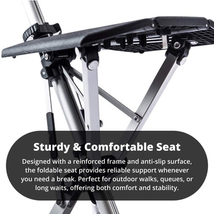 Canne de marche pliante en aluminium avec siège