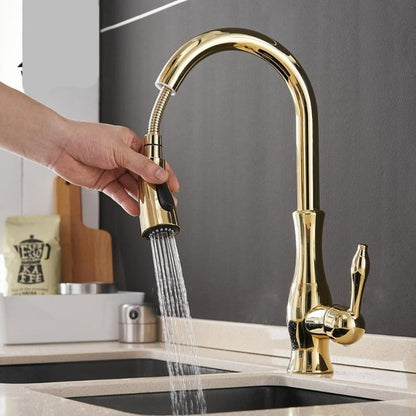Kitchen Tap Brushed Steel Pull Out Sprayer