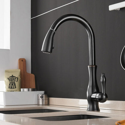 Kitchen Tap Brushed Steel Pull Out Sprayer