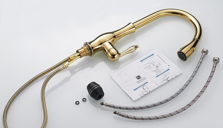 Kitchen Tap Brushed Steel Pull Out Sprayer