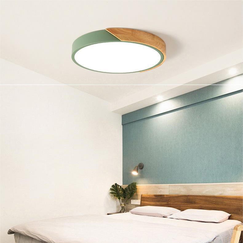 Ceiling light wood LED modern flush mount