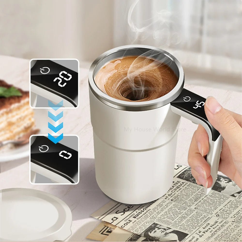 Taza de café auto agitable con pantalla de temperatura