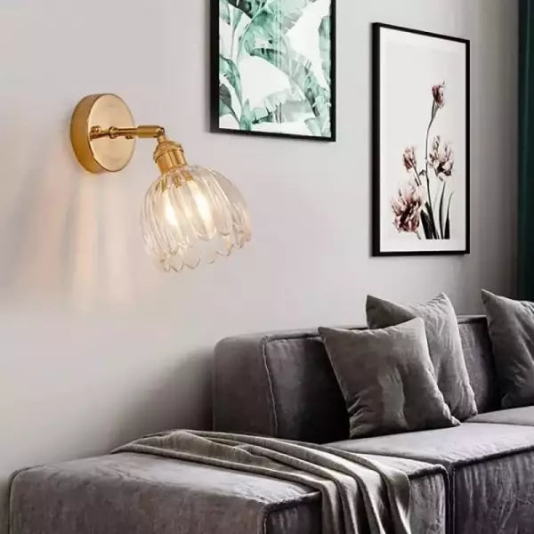 Wall Light Vintage Glass Brass Sconce