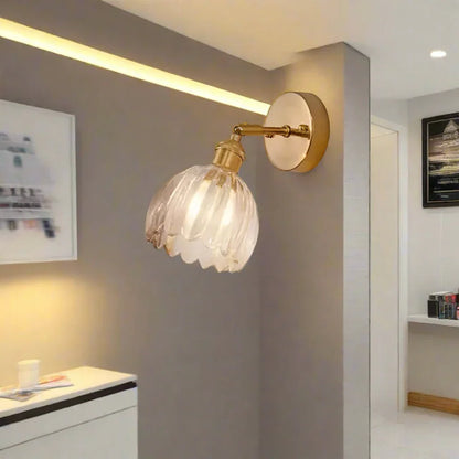 Wall Light Vintage Glass Brass Sconce