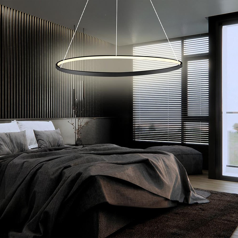 Nowoczesna czarna lampa sufitowa LED z zawieszeniem