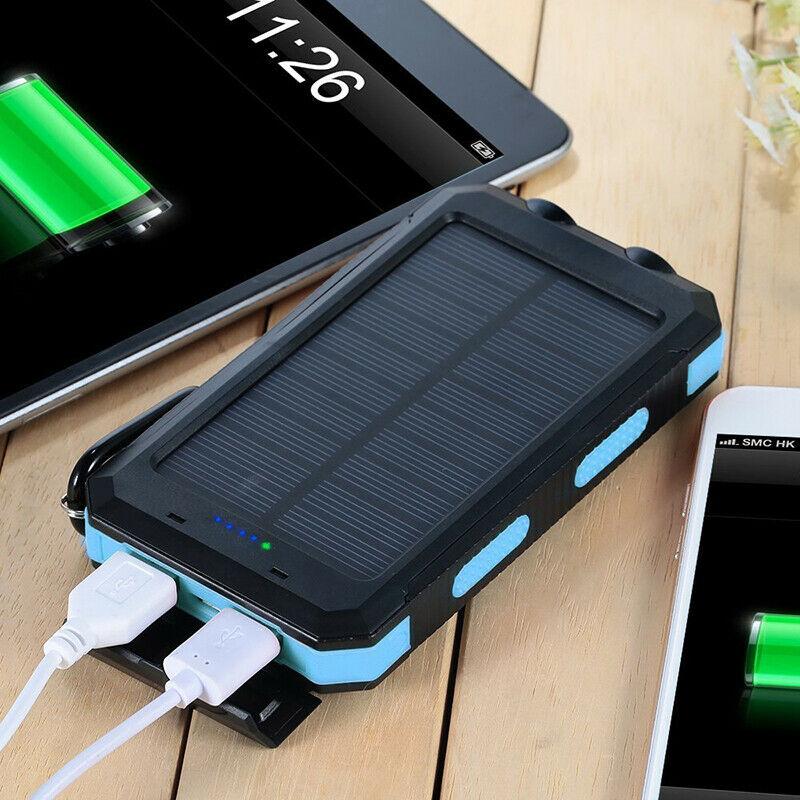 Banco de energía solar impermeable cargador USB linterna