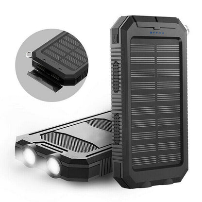 Solar Power Bank Waterproof USB Charger Torch