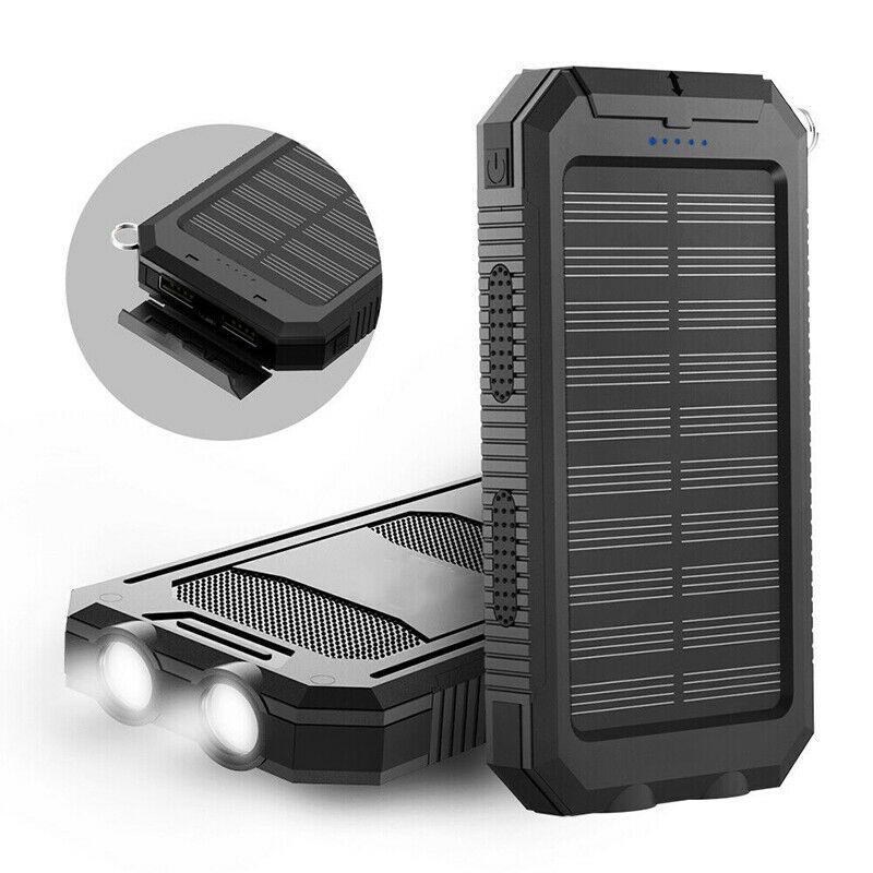 Banco de energía solar impermeable cargador USB linterna