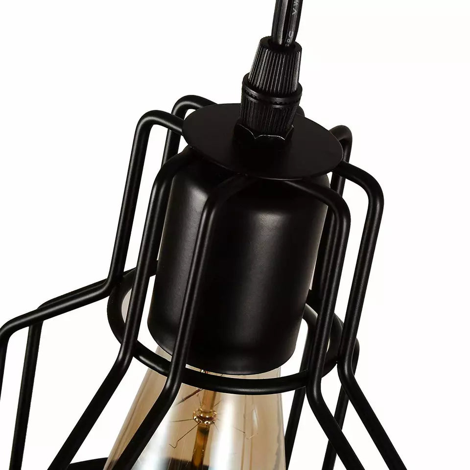 Vintage Black Iron Multi-Bulb Island Light Fixture for Dining Room Elegance and Style