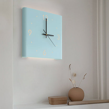 Square Metal Silent Backlit LED Corner Wall Clock Modern Wall Decor