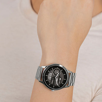 Montre intelligente métal argenté écran AMOLED appel