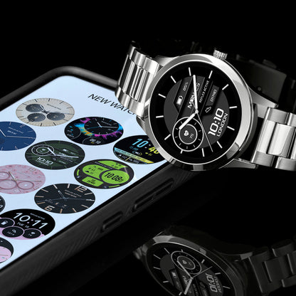 Montre intelligente métal argenté écran AMOLED appel