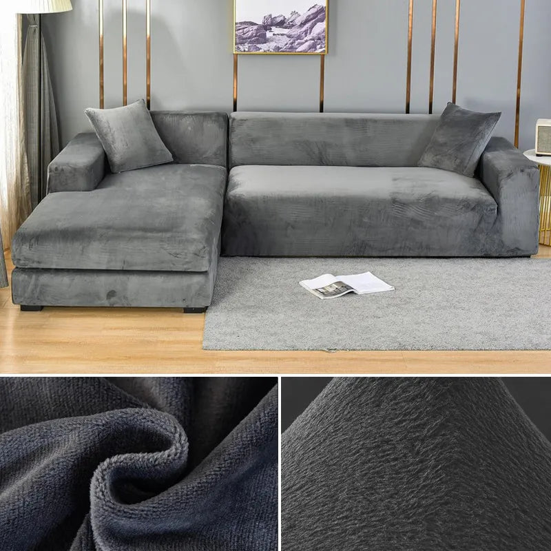 Housse de canapé en velours extensible lavable protectrice