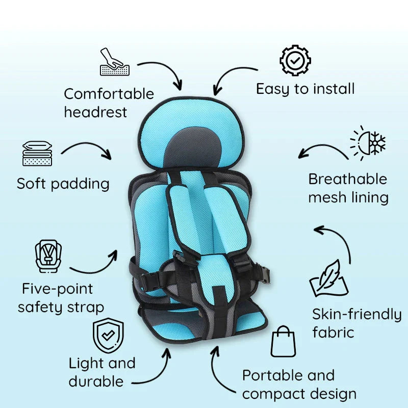 Siège auto de voyage portable pour tout-petit, rehausseur de sécurité compact avec harnais pliable