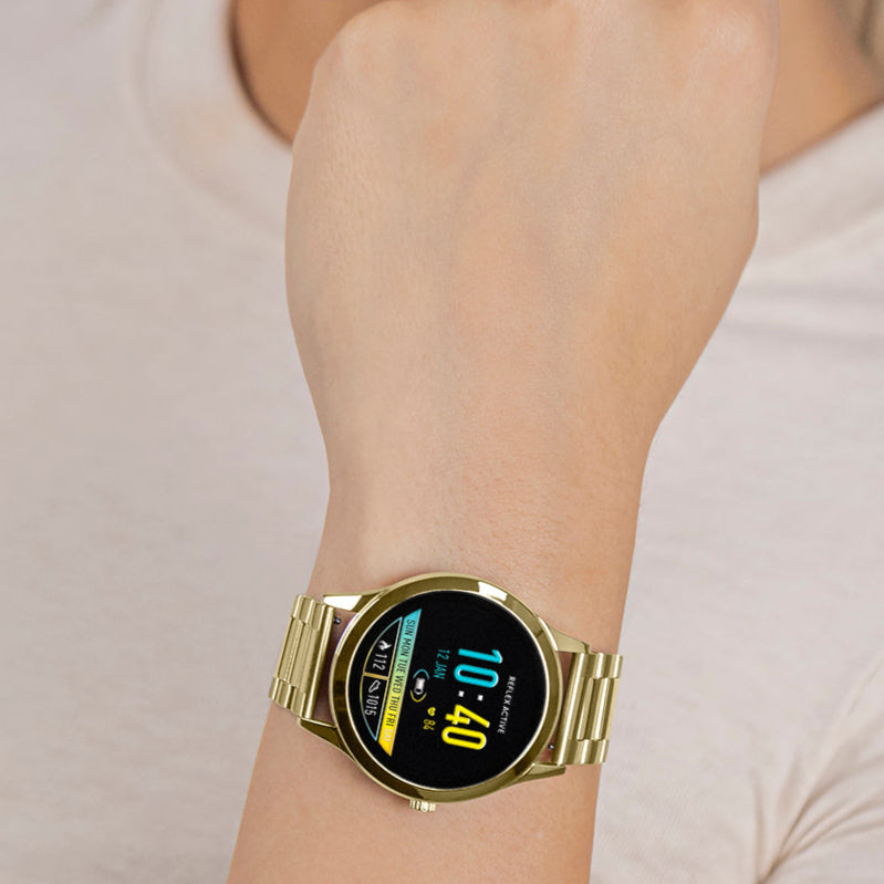 Smartwatch cinturino metallico oro display Amoled