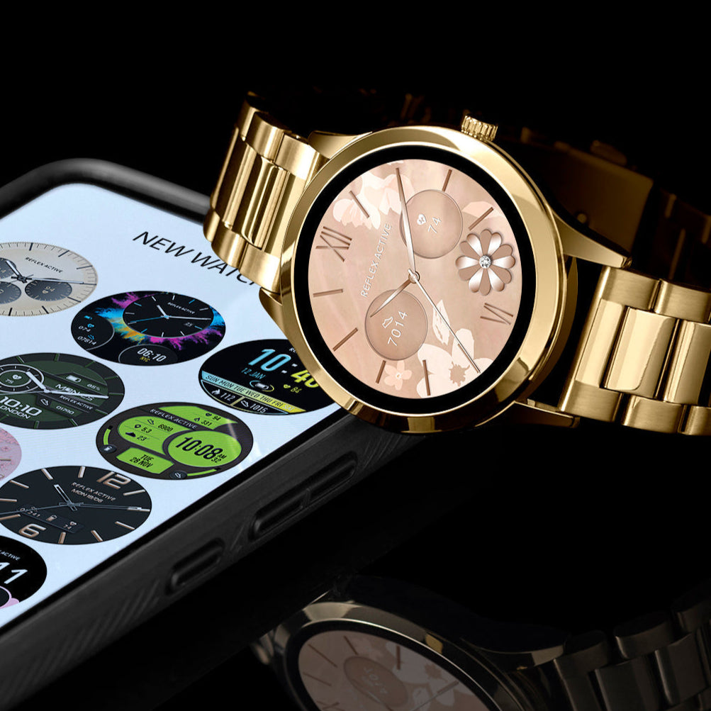 Smartwatch cinturino metallico oro display Amoled