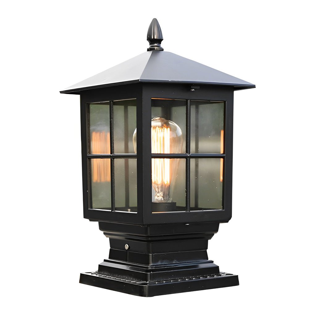 Farola solar de metal negro para jardín al aire libre