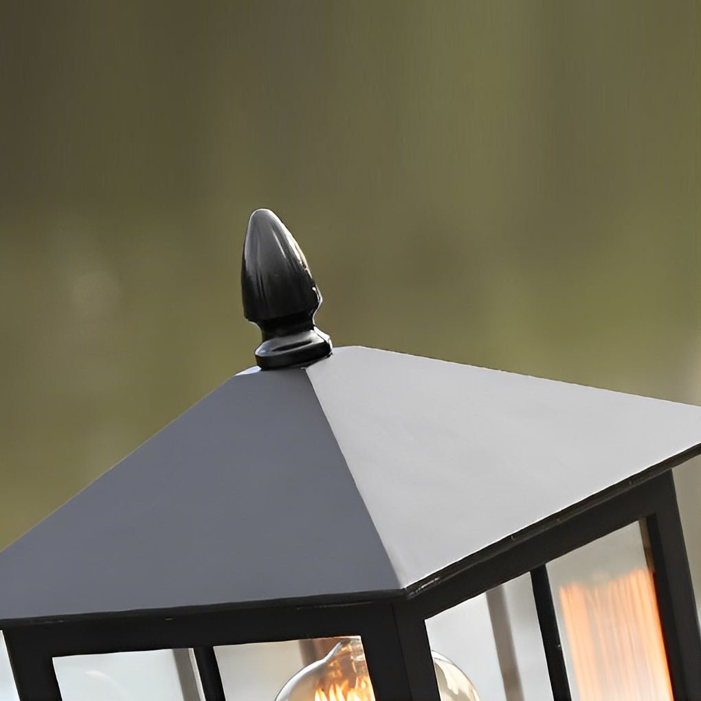 Farola solar de metal negro para jardín al aire libre