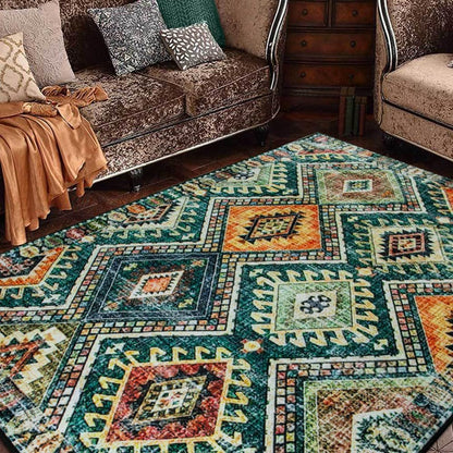 Tapis de zone tribal en polyester lavable antidérapant