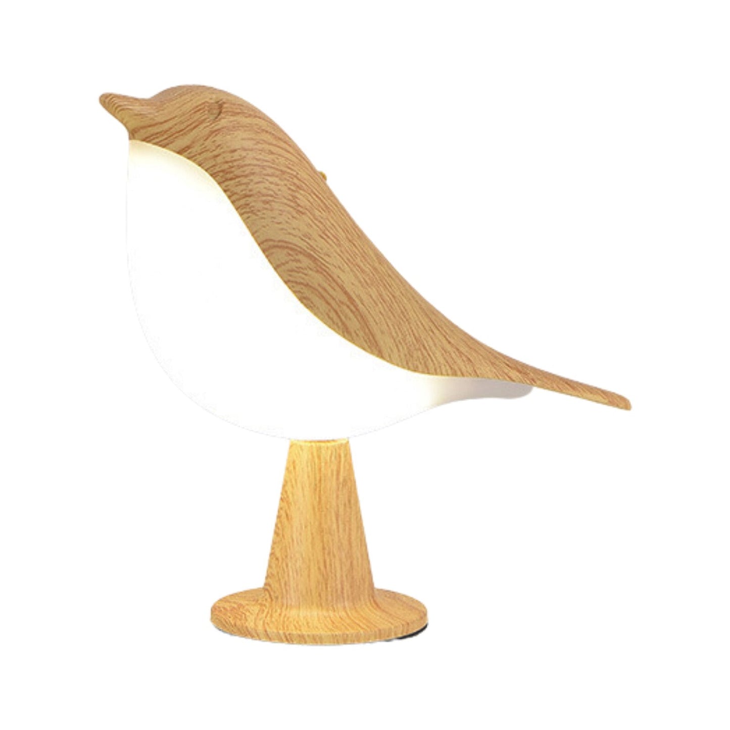 Moderne Holz-LED-Tischlampe im Vogel-Design
