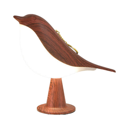 Moderne Holz-LED-Tischlampe im Vogel-Design