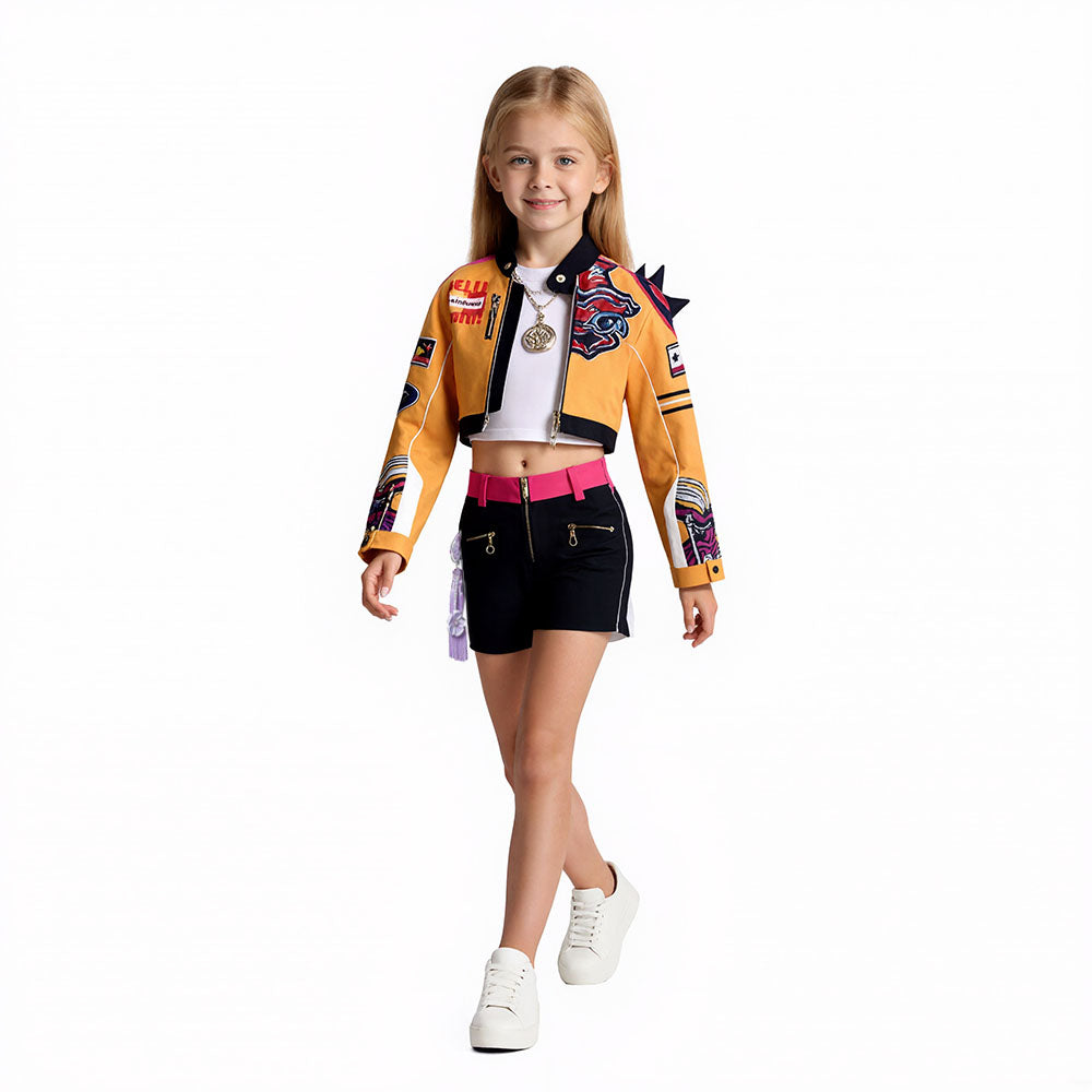 Girls Futuristic Costume Crop Jacket Long Sleeve