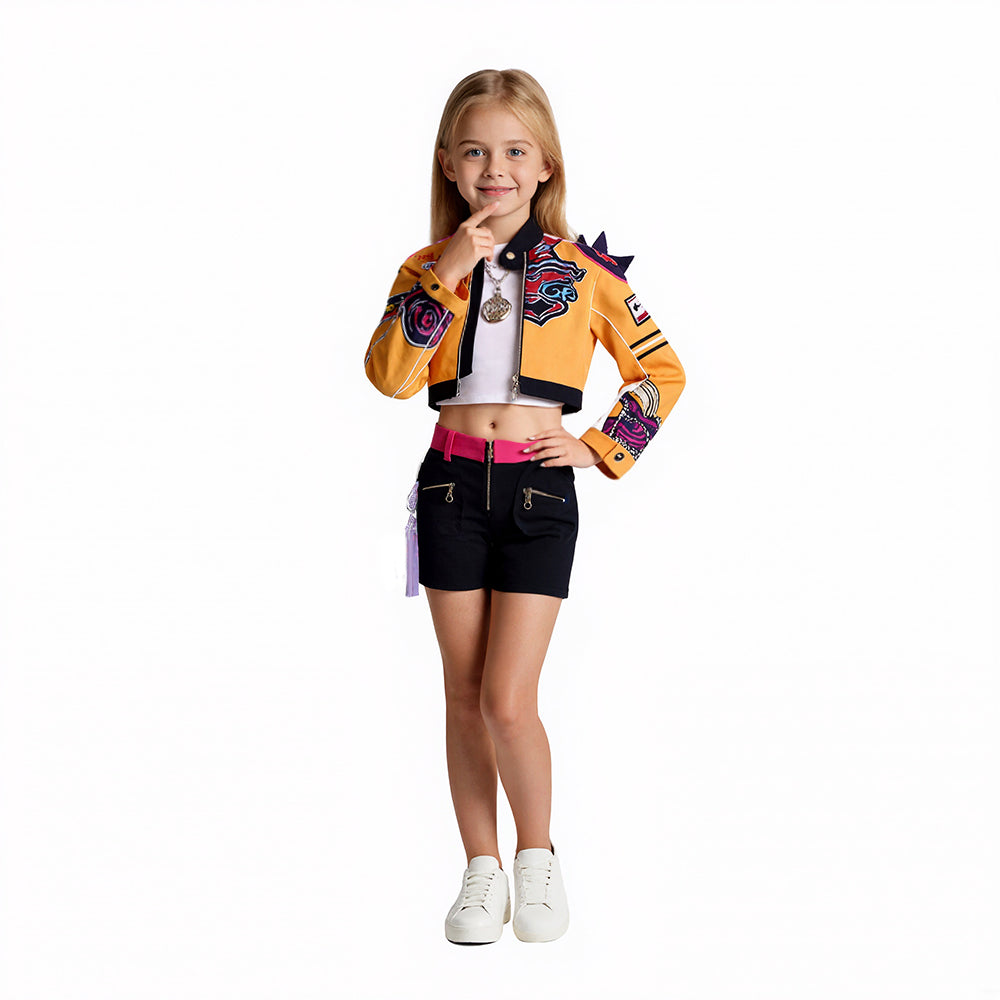 Girls Futuristic Costume Crop Jacket Long Sleeve
